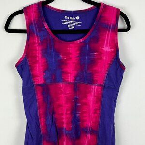 TG The Girls Top Tank Camisole Size M Purple Pink Round Neck Wide Strap Stretch
